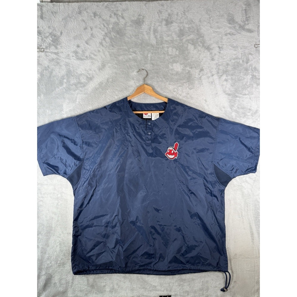 Rawlings Cleveland Indians Pullover Mens XL Blue Vintage MLB Vented Windbreaker